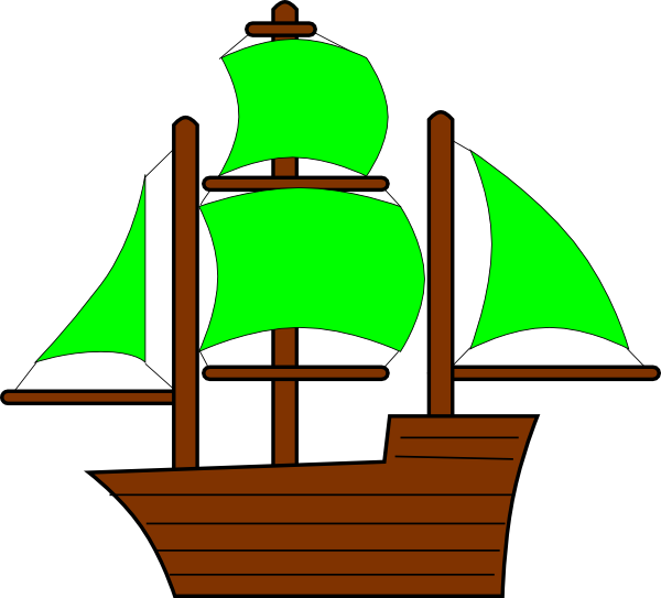 600x543 Green Pirate Ship Clip Art