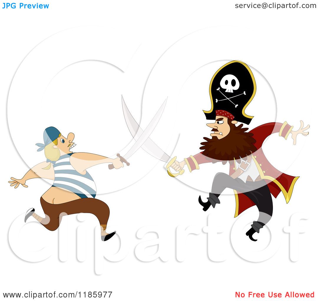 1080x1024 Cartoon Of A Pirate Captain Sword Fighting A Man