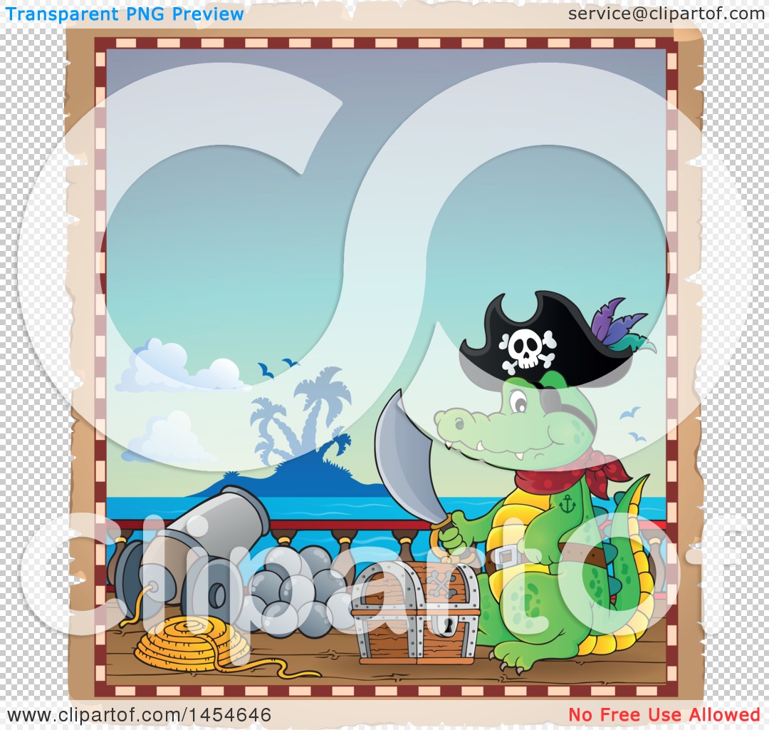 1080x1024 Clipart Graphic Of A Parchment Border Of A Crocodile Pirate