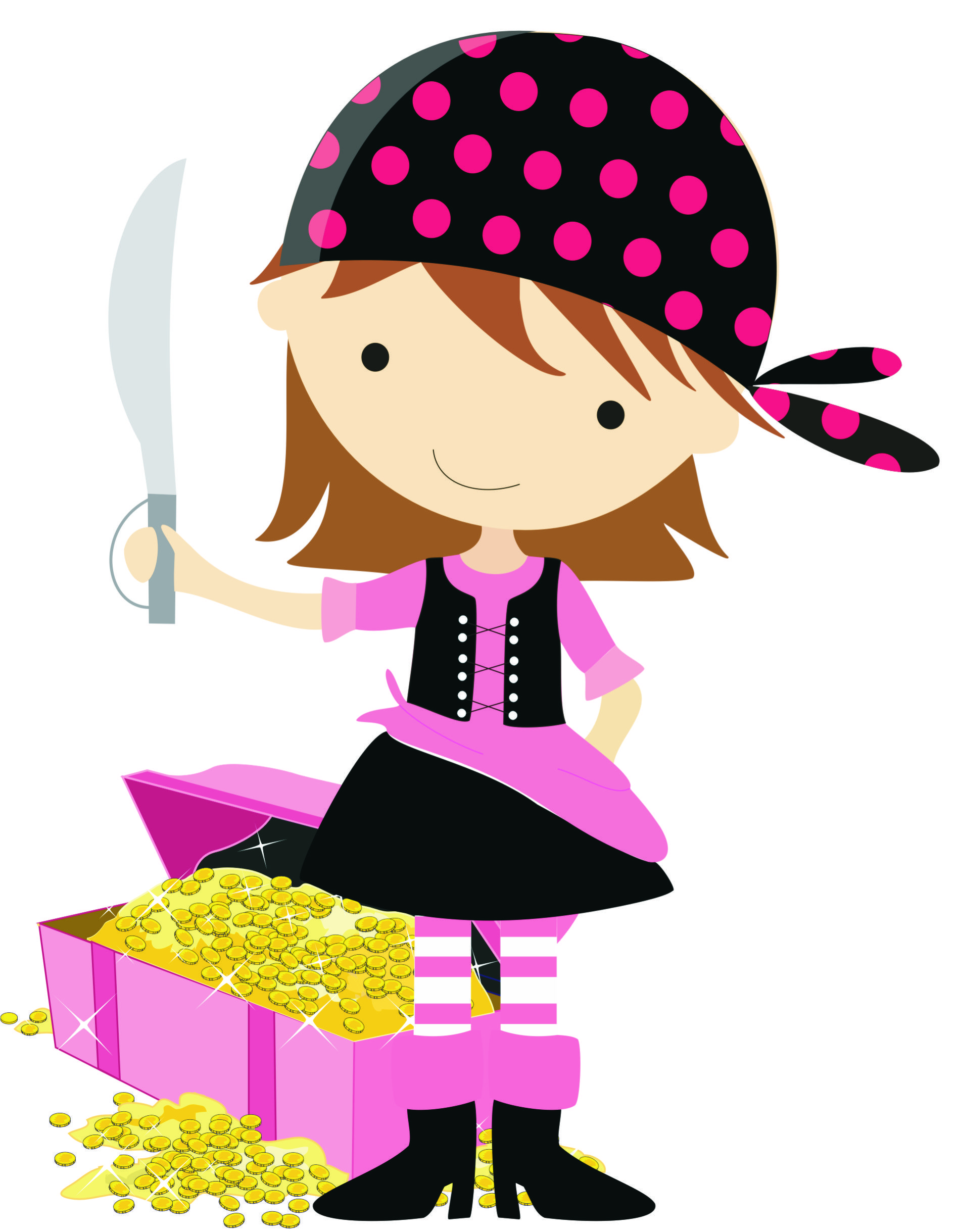 1896x2439 Female Pirate Amp Treasure Chest Manualidades Clip