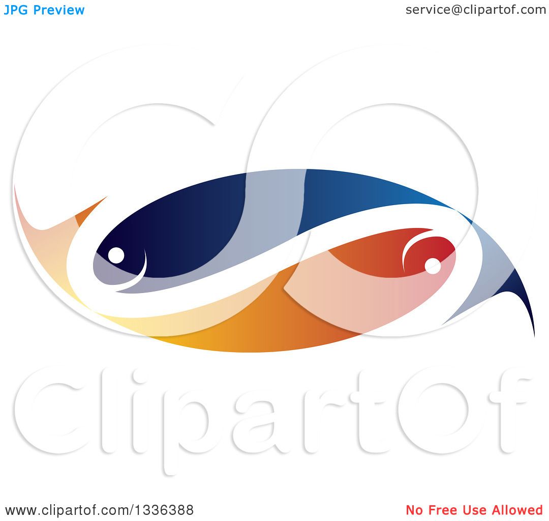 1080x1024 Clipart Of A Blue And Orange Pair Of Faith Or Pisces Fish In