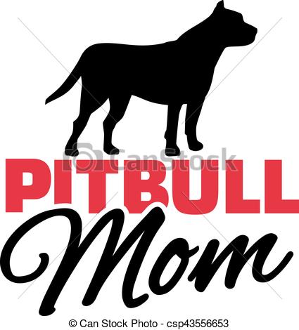 425x470 Pit Bull Mom With Dog Silhouette Clipart Vector