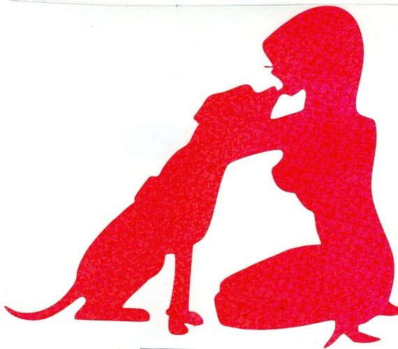 570x500 Daisy The Pitbull And Pin Up Silhouette, Pink Glitter Vinyl Decal
