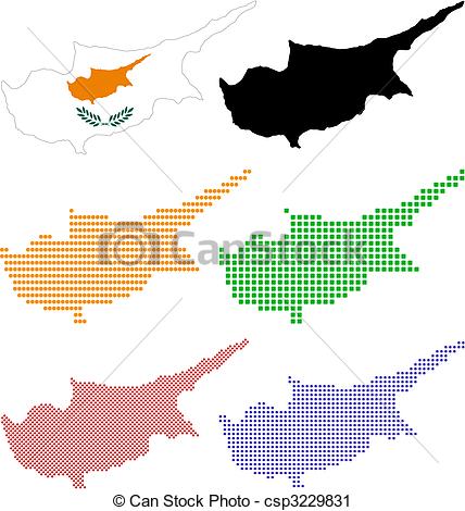 428x470 Layered Vector Pixel Map And Flag Of Cyprus Vector Clip Art