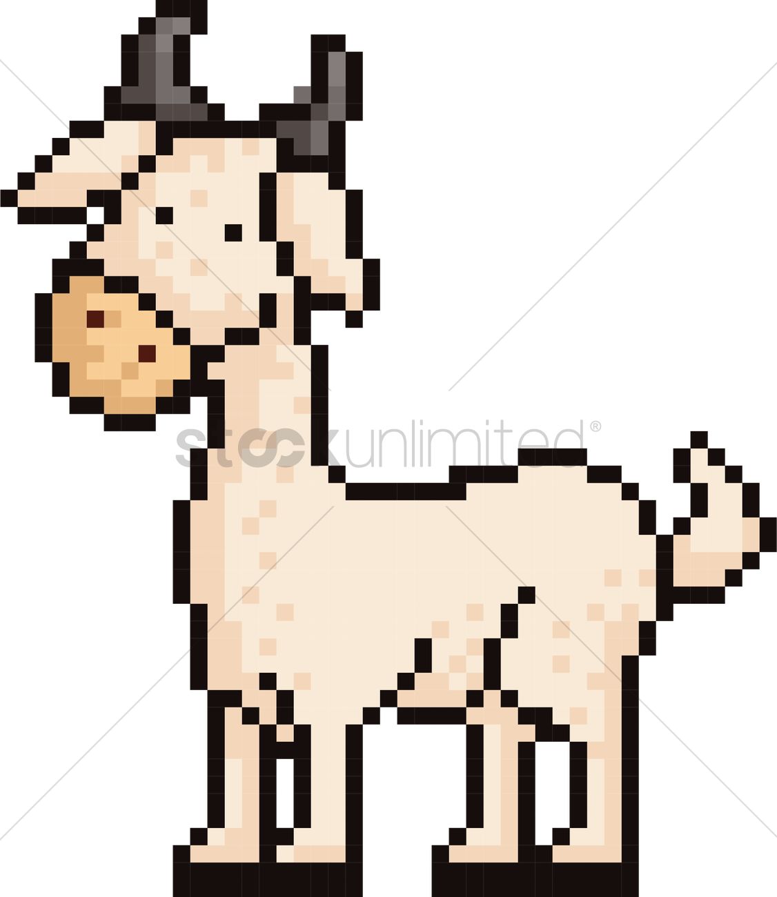 1126x1300 Pixel Art Goat Vector Image
