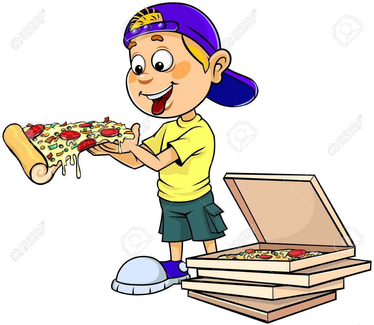 1300x1128 Boy Eating Pizza Clipart Pencil And In Color