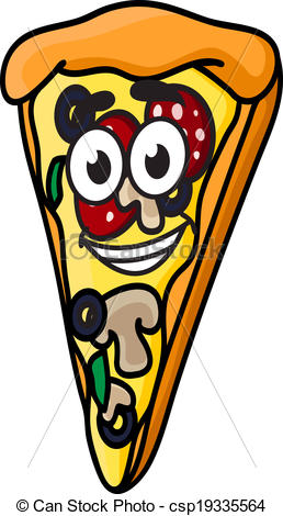 258x470 Cartoon Pizza Slice Isolated On White For Fast Food Industry