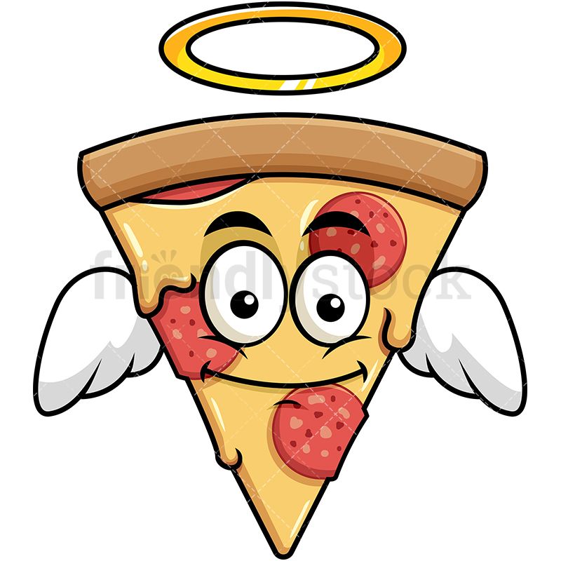 800x800 Winged Angel Pizza Emoji Cartoon Vector Clipart Pizza Emoji