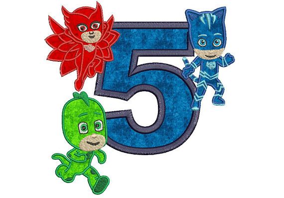 570x397 Maschere Di Pj 5 Compleanno Ricamo Applique Design Instant