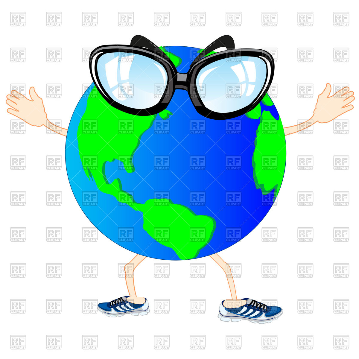 1200x1200 Comic Cartoon Planet With Hands And Legs Royalty Free Vector Clip