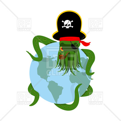 400x400 Octopus Pirate And Planet Earth Royalty Free Vector Clip Art Image