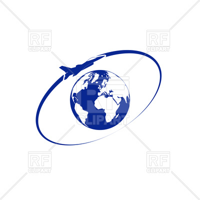 400x400 Airplane Fly Around The Planet Earth Royalty Free Vector Clip Art