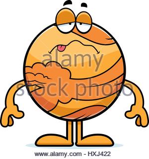 300x320 A Cartoon Illustration Of The Planet Venus Looking Angry Stock