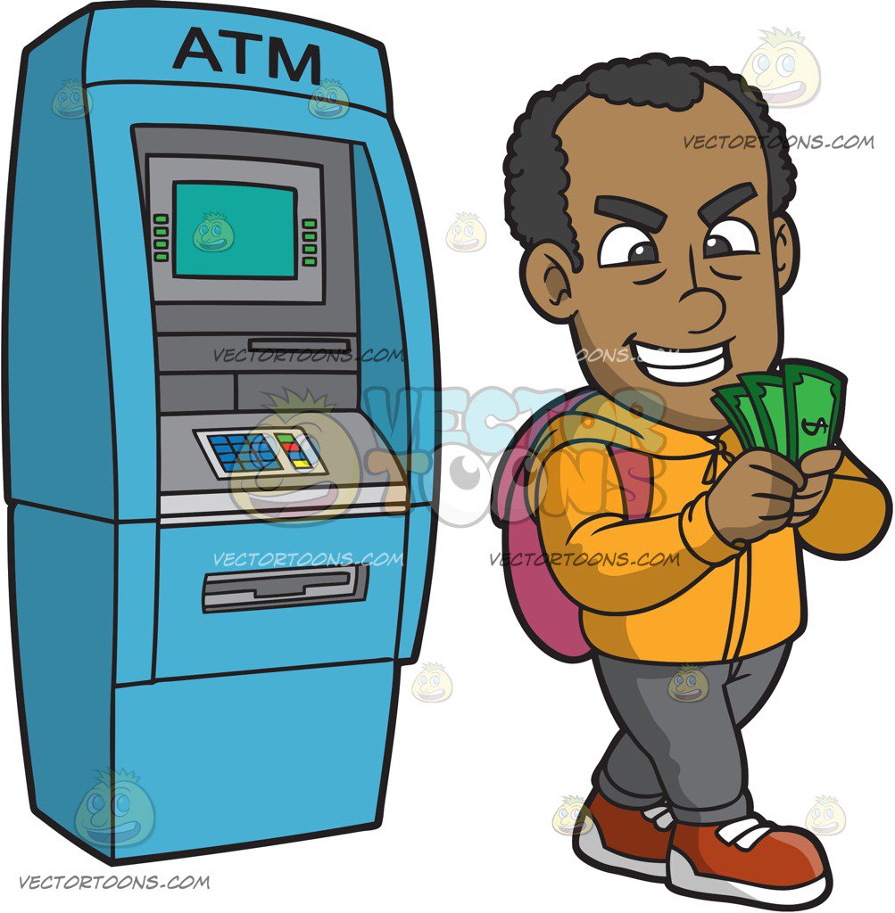 1003x1024 A Black Guy Counting Money After Withdrawing From A Bank Machine