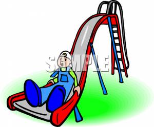 300x248 Clip Art Image A Boy Sliding Down A Red Playground Slide