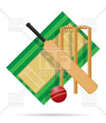 344x400 Playground For Cricket On White Background Royalty Free Vector