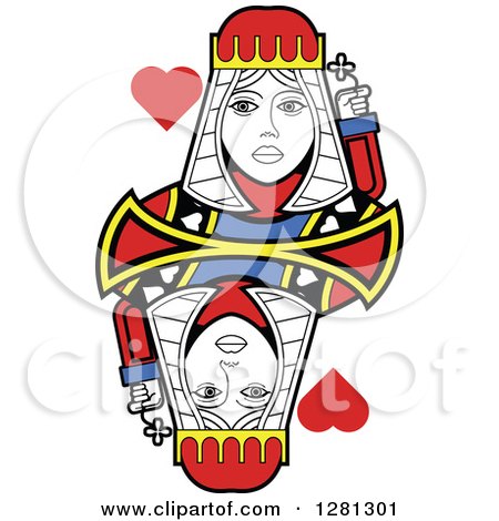 450x470 Clipart Of A Borderless Queen Of Hearts Playing Card