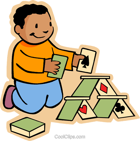 478x480 Boy Making House Of Cards Royalty Free Vector Clip Art