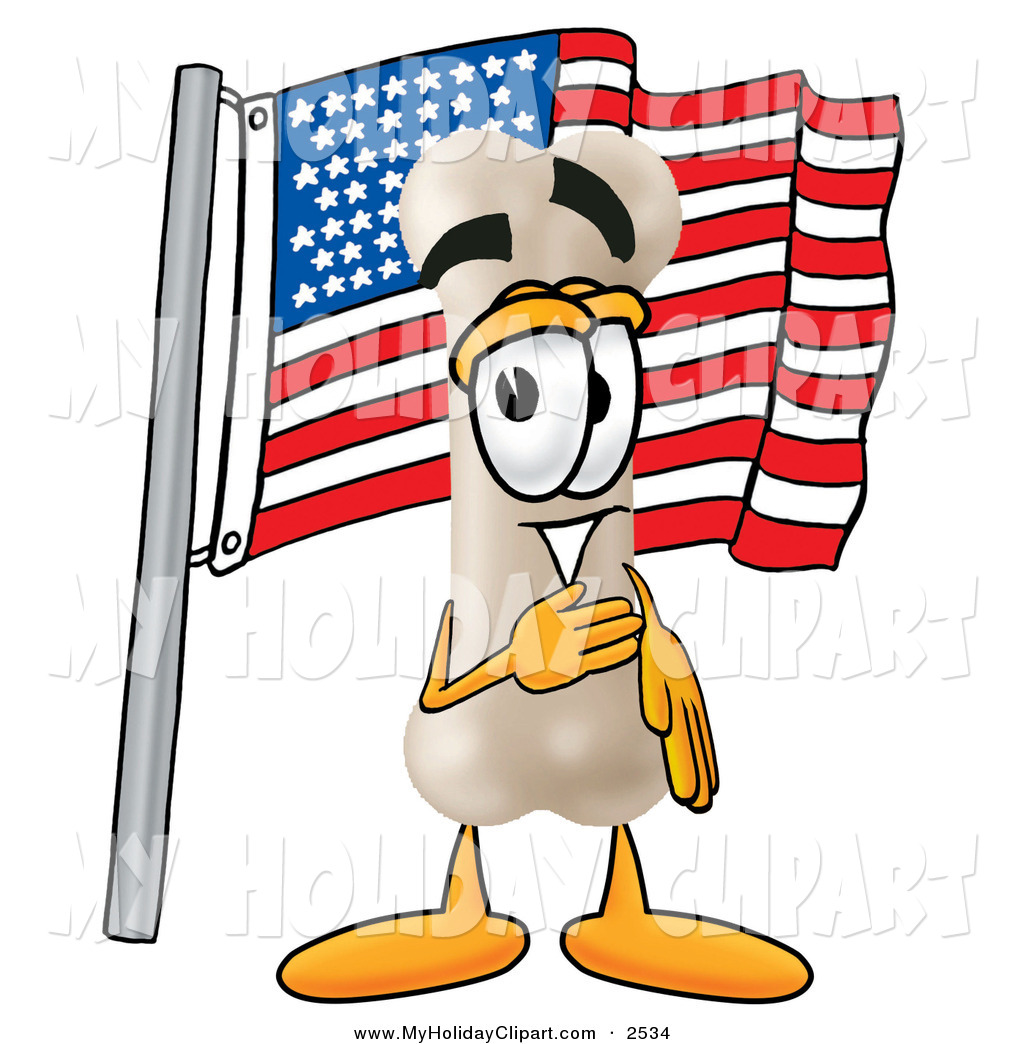 1024x1044 Clip Art Of A Patriotic Bone Mascot Cartoon Character Pledging