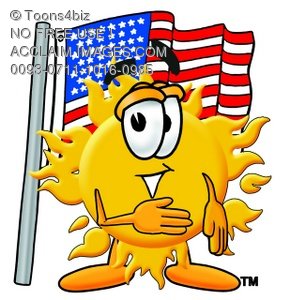 290x300 Toons4biz Cartoon Sun Character With American Flag