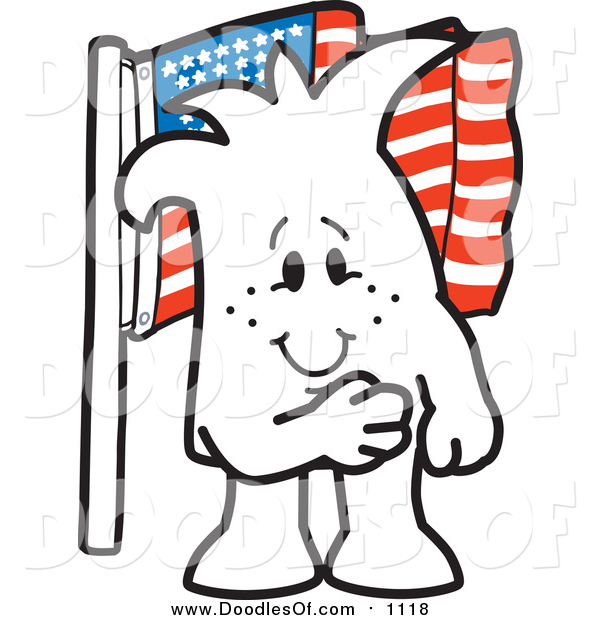 600x620 Vector Clipart Of A Doodled Squiggle Guy Pledging Allegiance