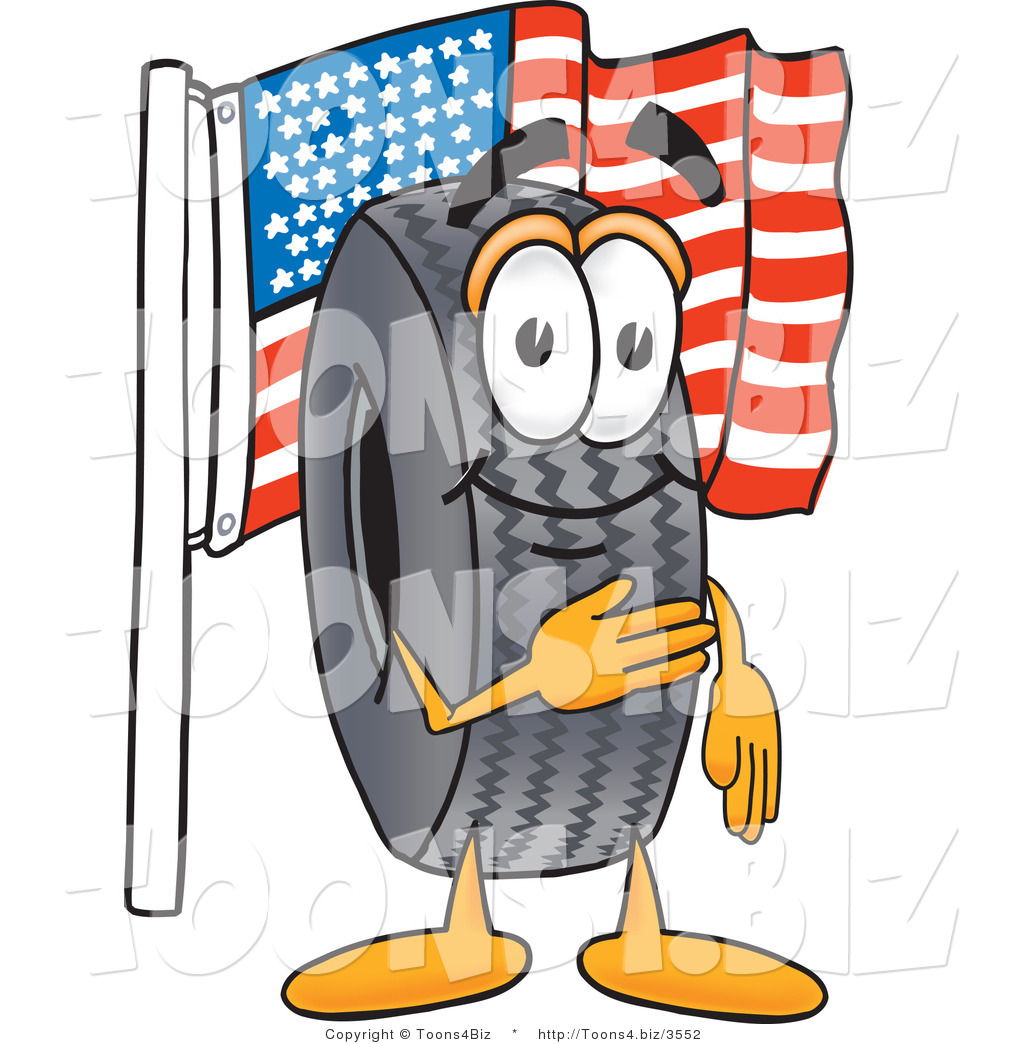 1024x1044 Vector Illustration Of A Cartoon Tire Mascot Pledging Allegiance