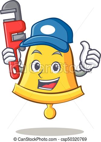 334x470 Plumber School Bell Character Cartoon Vector Illustration Clip Art