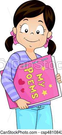 217x470 Kid Girl My Poetry Book. Illustration Featuring A Cute Vector