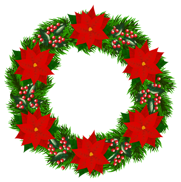 598x600 Christmas Wreath With Poinsettia Png Clipart Image Christmas 2