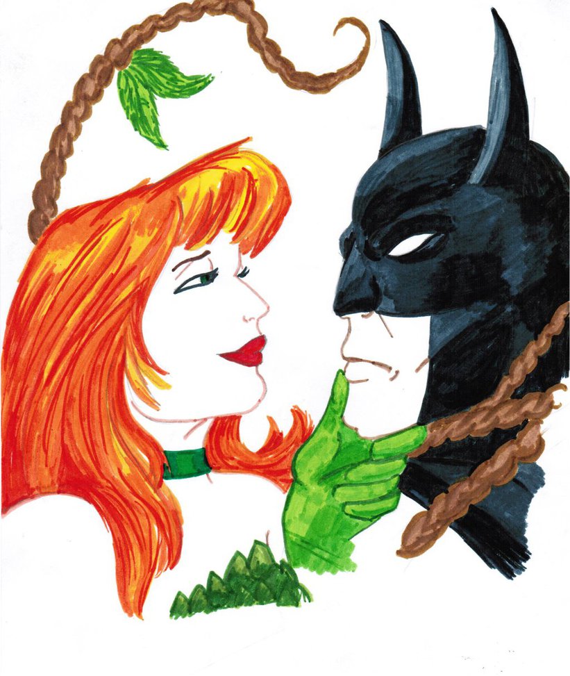 821x973 Poison Ivy And Batman Marker Drawing By Child Of Loki