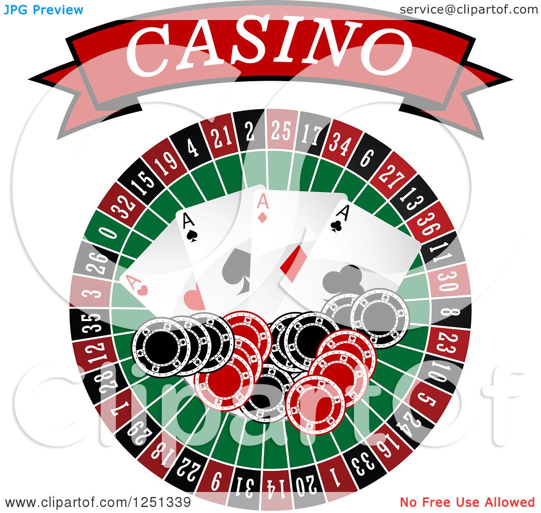 1080x1024 Clipart Of A Red Casino Banner Above A Roulette Wheel Poker Chips