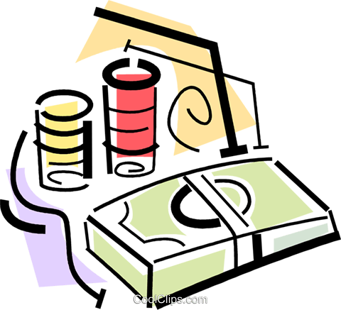 480x437 Poker Chips And A Stack Of Money Royalty Free Vector Clip Art
