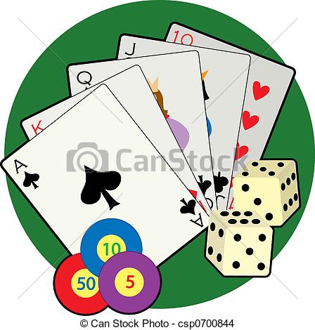 448x470 Casino. Playing Cards, Dice And Poker Chips On A Green Drawing
