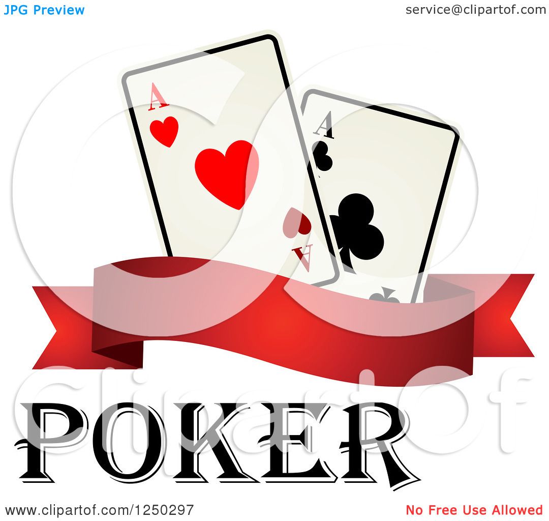 1080x1024 Clipart Of Poker Text With A Banner And Playing Cards