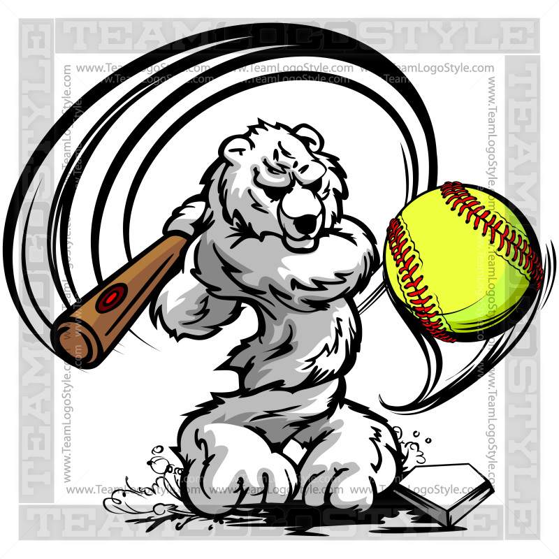 800x800 Polar Bear Hitting Softball