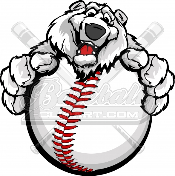 586x590 Baseball Polar Bear Clipart Cartoon With Paws Around Baseball