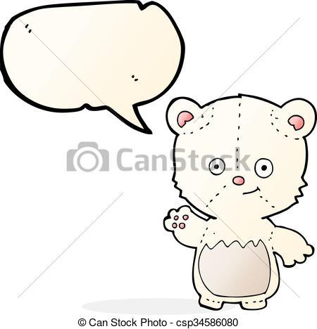 450x468 Cartoon Polar Bear Cub Waving With Speech Bubble Vector