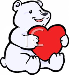 275x300 Clip Art Image A Polar Bear Cub Holding A Red Heart