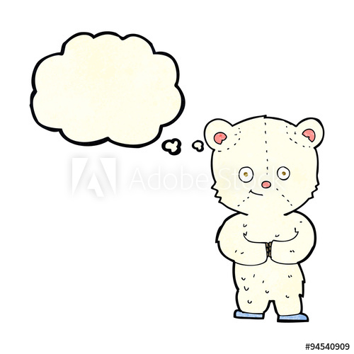 500x500 Cartoon Teddy Polar Bear Cub With Thought Bubble