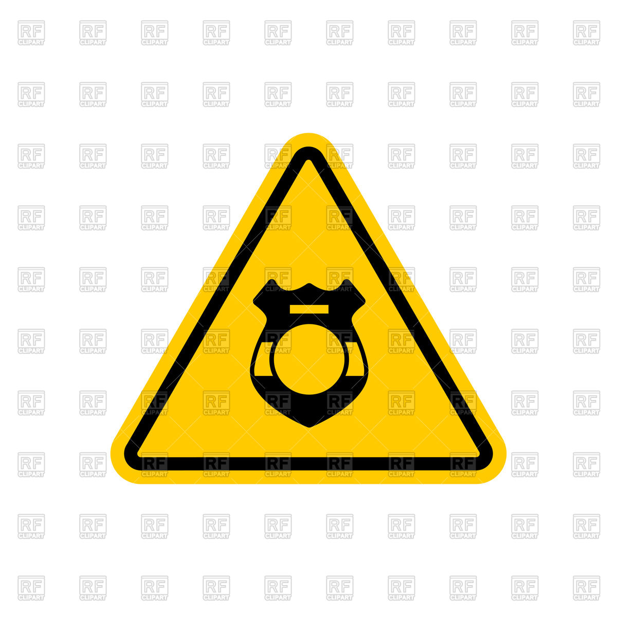 1200x1200 Warning Police Badge Yellow Triangle Sign Royalty Free Vector Clip