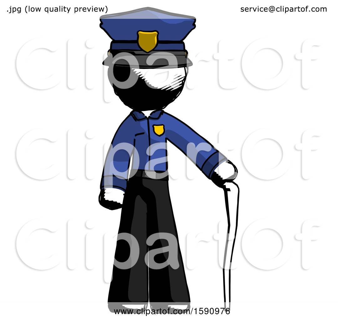 1080x1024 Ink Police Man Standing With Hiking Stick By Leo Blanchette