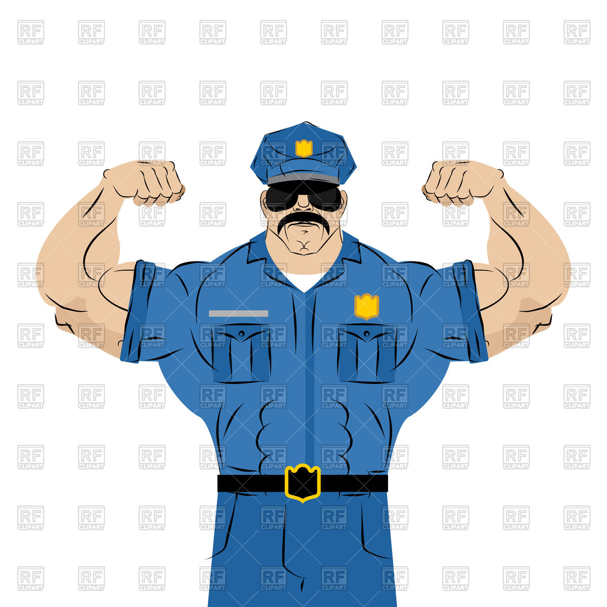 1200x1200 Strong Police Officer Royalty Free Vector Clip Art Image