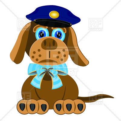 400x400 Dog With Blue Bow On Neck And Police Cap Free Download Vector Clip