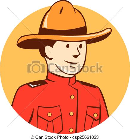 435x470 Mounted Policeficer Bust Circle Cartoon. Illustration