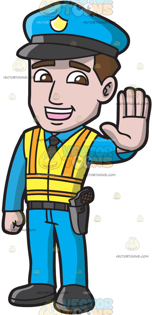496x1024 A Police Officer Directing Traffic Cartoon Clipart Vector Toons