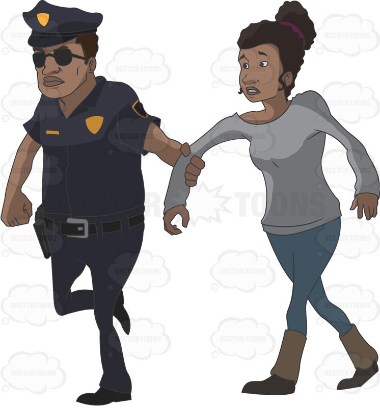 746x800 African American Police Officer Pulling On An African American