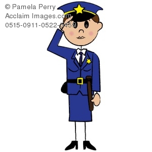 300x300 Clip Art Illustration Of A Stick Figure Female Police Officer