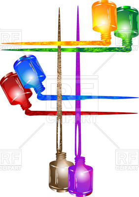 282x400 Six Colorful Nail Polish Bottles Royalty Free Vector Clip Art