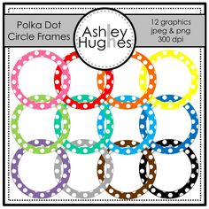 236x236 Polka Dot Scalloped Circle Frames Clip Art Set