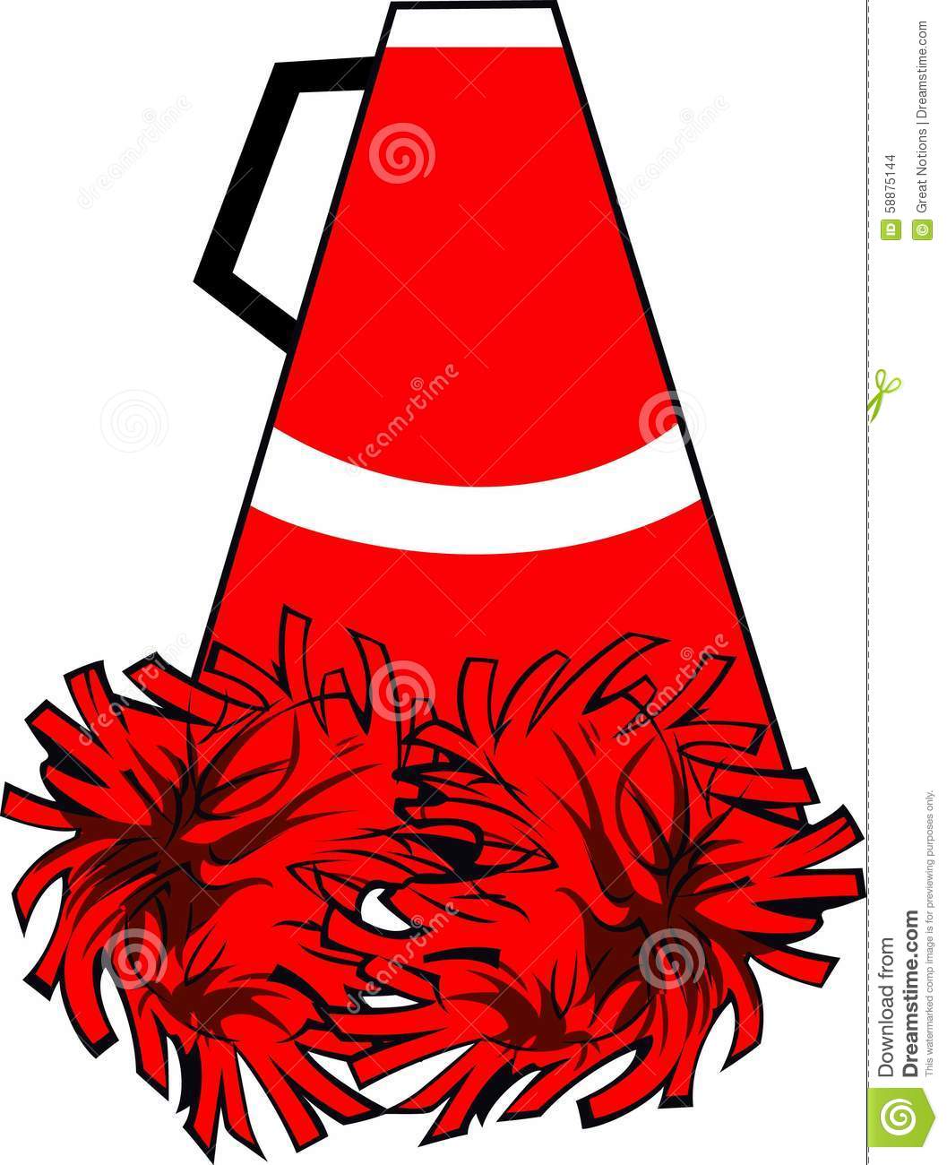 1057x1300 Megaphone Pom Poms Stock Illustration